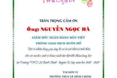 THƯ CẢM ƠN